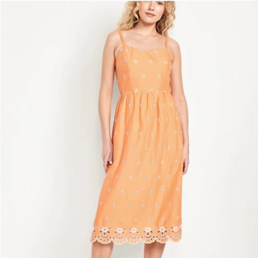 Old Navy Orange Eyelet Dress Size Large